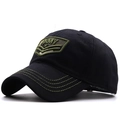 Gorra de béisbol negra estilo militar en algodón con parche ARMY bordado y estrella verde - Ajustable / Negro
