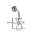 Silver flower belly ring with clear cubic zirconia in a white background studio shot - Silver Large Flower Style (0200-5# Silver)