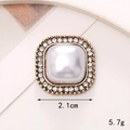 Bouton perle carré élégant de 2,1 cm avec strass blancs et base dorée pour bijoux - Boucle Rectangulaire En Perle Strass