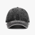 Deep grey vintage washed baseball cap with distressed cotton texture and curved brim - Washed Black