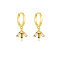 Orecchini a cerchio in argento 925 dorato 18K con zirconi viola, oliva e ambra - Argento 925 / Oro 18K