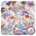 Mermaid style watercolor PET stickers featuring pearls, shells, and sea theme elements - Shells-50pcs