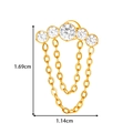 Boucle d'oreille or titane avec cinq diamants et glands, taille 1,69 cm sur 1,14 cm - Double Chaîne Arc 5 Zircons (T2546-4# Gold)