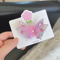 Pink rhinestone butterfly hair clip with tassel and mesh details on a handmade card - Starry Sky Butterfly - Pink (F0008) / Pink