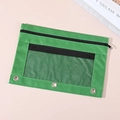 Green double-zipper mesh pencil pouch with 3-ring binder holes for stationery storage - Mesh Green (Double Zipper)