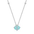 Collana bohémien in argento con gemma ovale azzurra e dettagli in zircone - Acquamarina Platino