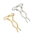 Detail of metallic bow hairpins in gold and silver finish on a clean white background - Two-Piece Set / Gold + Silver