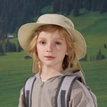 Kinder Sonnenhut mit Nackenschutz in Beige aus atmungsaktivem Stoff - Haferflocken
