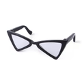 Minimalist cat-eye pet sunglasses featuring black frames and light gray lenses - Triangle Style Black