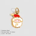 Weihnachtsmann-Emaille-Anhänger für DIY-Schmuck, 14K vergoldeter Edelstahl Charm - Weihnachtsmann