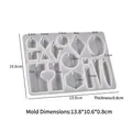 Stampo in silicone traslucido per ciondoli geometrici a cuore con misure dettagliate - Ciondolo Geometrico Puzzle 2866