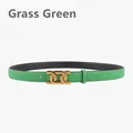 Ceinture femme en cuir grainé vert herbe avec boucle chaîne dorée mate élégante - 105cm / Vert Herbe
