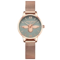 Orologio donna oro rosa con quadrante grigio, rilievo ape 3D e cinturino in maglia - Stile Quadrante Verde (HM-112)