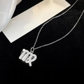 S925 sterling silver Virgo zodiac necklace with sparkling zircon pavé on black velvet - Virgo Style (NS984) / 925 Silver