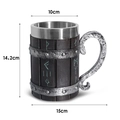 Detailed dimensions of viking mug showing 14.2cm height and 10cm top diameter - Antique Wood Color