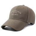 Classic cotton baseball cap in deep khaki featuring white Stockholm embroidery - Adjustable / Deep Beige
