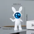 Cute white astronaut rabbit figurine with blue electroplated visor, size 4.6cm by 8cm - No.3 Space Rabbit Blue Model A / 4.6x8x2.8cm