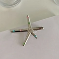 Silver starfish hair claw clip with colorful rhinestones in pink, green and blue - 5089 Rhinestone Metal Starfish Hair Clip-Silver