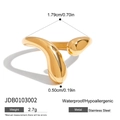 Minimalist wave-shaped golden stainless steel ring with elegant polished finish - Waterdrop Wave / Gold