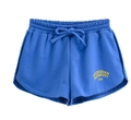 Detail of blue casual shorts with elastic drawstring waist and Michigan printed text - S / Royal Blue Shorts