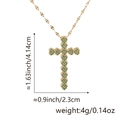 Gold cross pendant necklace with heart-shaped details and green stones for women - Style J (Heart Spliced Cross/Green Zirconia)