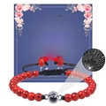 Bracelet en perles de marbre rouge avec pierre de projection et carte cadeau romantique - À ma nièce (Magnétique) / Turquoise Rouge