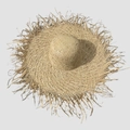 Raffia-Strohhut in Naturfarbe mit Fransenrand und feiner Webstruktur für den Sonnenschutz - M (56-58cm) / Kuppel Raffia Strohhut