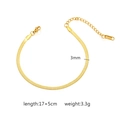 Elegant 3mm gold-plated stainless steel herringbone chain bracelet for women in 17+5cm size - Flat Herringbone Chain Style (B-004) / Gold
