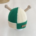 Bonnet tricoté enfant rigolo vert et beige avec des antennes de l'escargot - 48cm (6M-2A) / Vert