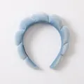 Light blue padded cloud headband in soft velvet material for increasing hair volume - Velvet Headband / Blue