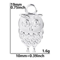 Detalles del colgante de búho plateado con medidas 19x10mm y peso 1,6g para joyería - Color Acero