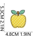 Detailed view of yellow polka dot apple embroidered patch with size dimensions 5.3x4.8cm - No.7 (Yellow White Dots Apple)