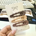 Three-piece seamless hair clip set in coffee and beige earth tones with matte finish - Cloud Style / Set of 3