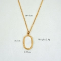 Detail view of 14K gold stainless steel necklace with white shell oval pendant dimensions - White Shell