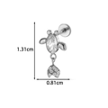 Silver turtle labret stud with cubic zirconia in G23 titanium measuring 1.31cm x 0.81cm - Turtle (T2582-10#) / Silver