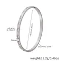 Polished silver stainless steel bangle with square zircon inlay and snap closure - Z091-Steel Color Geometric Square Zirconia Bangle