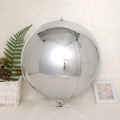 Glossy mirror silver aluminum foil balloon sphere on white plush rug for parties - 4D Sphere Silver / 22 Inch