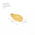 Polished 18K gold plated stainless steel oval pendant featuring engraved letter W - Letter W(ZA2254G-W) / Pendant Only / Gold