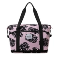 Rosafarbene Reisetasche mit schwarzem Elefantenmuster und separatem Bodenfach - Rosa Elefant