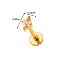 Titanium labret-stud met gouden afwerking en champagne vierkant geslepen edelsteen - Goud Vierkant Champagne Zirkonia (T2551-1#Goud)