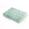 Mint green velvet jewelry display tray for rings and earrings, size 19.5 x 15 x 4.5 cm - Inclined Ring Display Stand / Bean Green