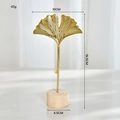 Nordic gold ginkgo leaf ornament with wooden base for modern home decoration - Single Ginkgo Leaf / Gold