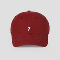 Klassische Baumwoll-Baseballkappe in Dunkelrot mit weißem Stickereimotiv Nummer 7 - M (56-58cm) / Rot