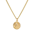 Golden zodiac necklace with round embossed Gemini pendant on a rope chain - Leo (YSN860GL-SZ)