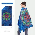Toalla de playa mandala de microfibra 80x160cm de secado rápido y ligera para viajes - Mandala Floral Azul Oscuro (STJ202304) (Impresión a Doble Cara) / 160*80CM