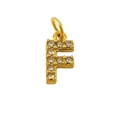 Golden stainless steel letter F pendant featuring sparkling crystal rhinestones - Letter F