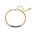 Détail du bracelet chaîne serpent plaqué or 18K avec sept zircons noirs incrustés - Bracelet Chaîne Serpent Épaisse en Acier Or Zircon Noir