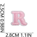 Pink letter R embroidery patch with white border for clothing decoration - R (Pink)