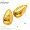 Waterproof 18k gold plated stainless steel teardrop earrings 42mm size detail - Water Drop Style (SE166G)