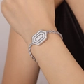 Bracciale minimalista con esagono in zircone e catena a corda sul polso - Bracciale Argento